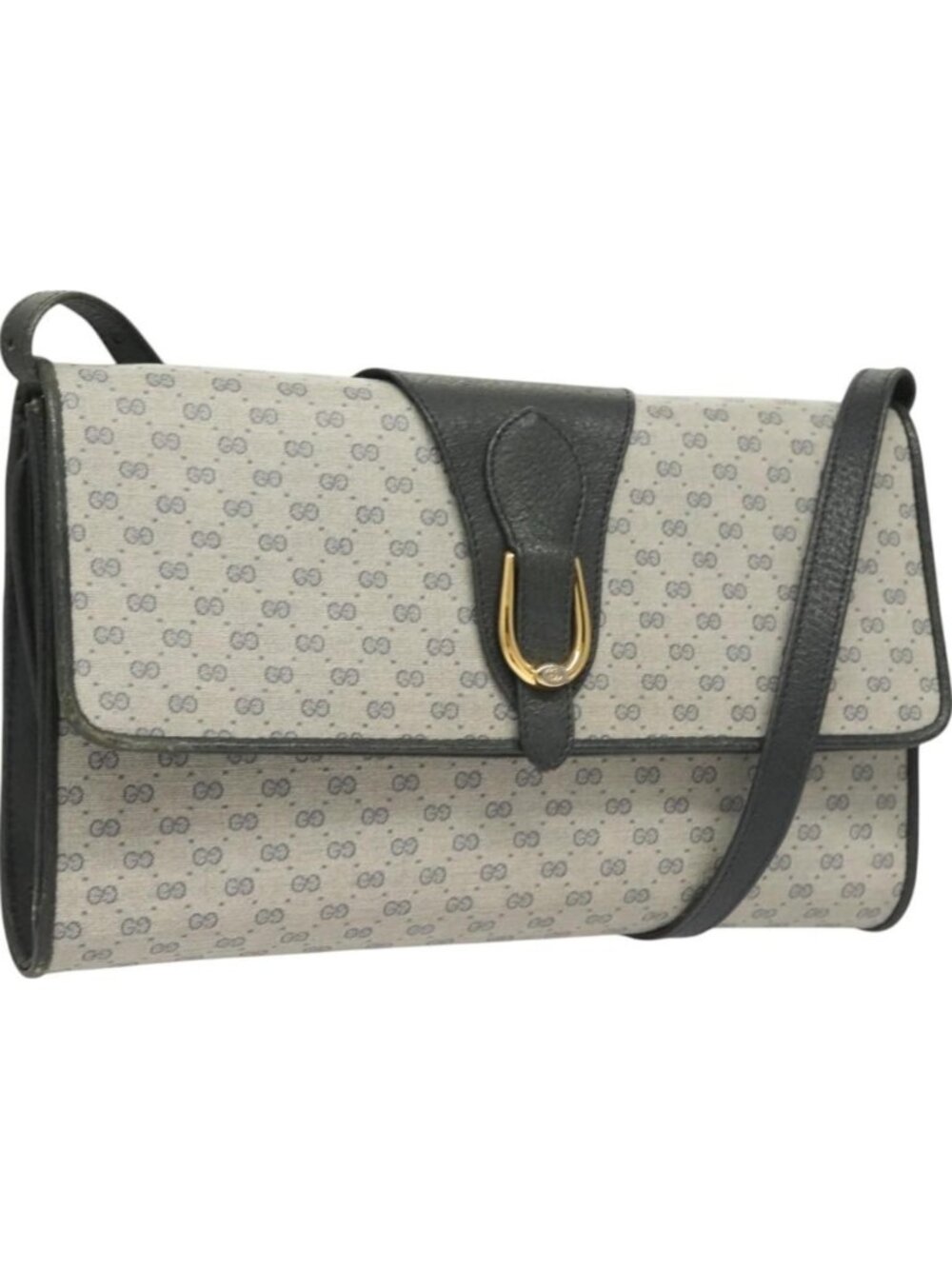 GUCCI Micro GG Supreme Shoulder Bag PVC Navy Gold 89 02 050